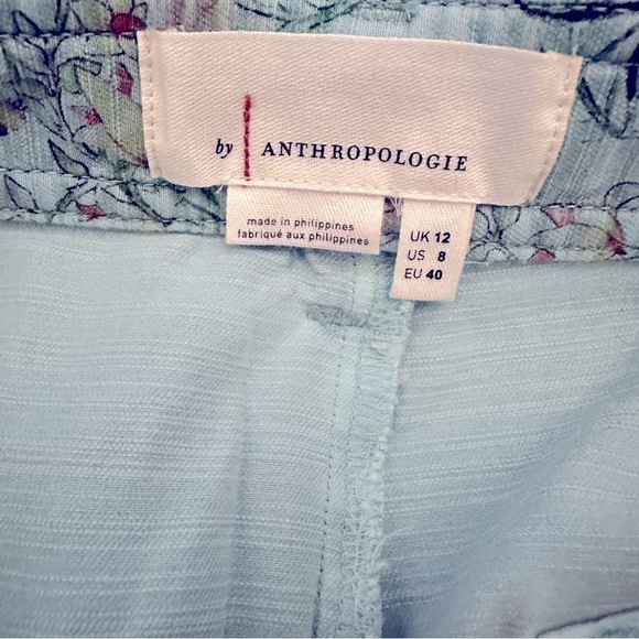 Anthropologie Straight Utility Pants Blue Floral Cargo Wide Leg Size 8 - Picture 5 of 11